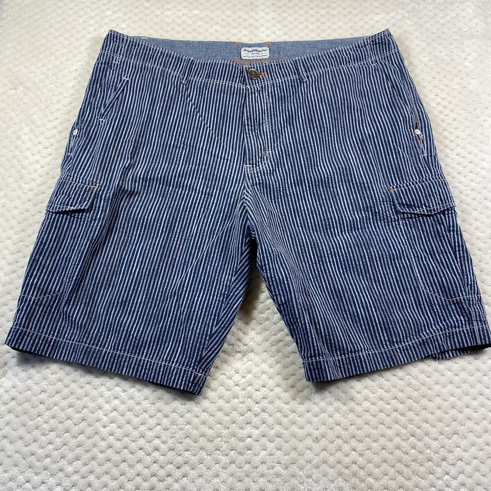 Tommy Bahama Shorts Men’s 38 Chino Seersucker Blue Striped 11” Inseam